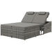 Image of a Grey Double Outdoor Rattan Day Bed With Dark Grey Cushions