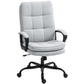 Double Padded Office Chair With Linen Look Fabric For Home Or Work Setup Light Grey