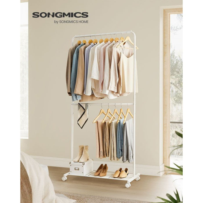 Double Rail Clothes Rack with Wheels Black