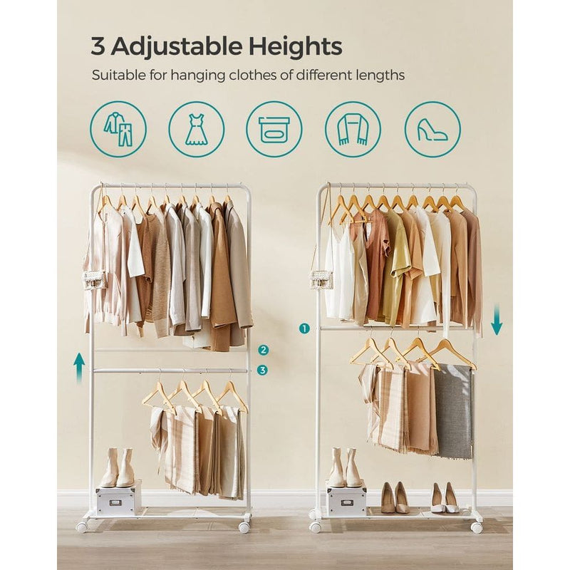 Opal Rack Songmics Double Rail Clothes Rack with Wheels | Opal Retail
