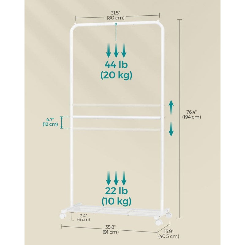 Double Rail Clothes Rack with Wheels by Songmics