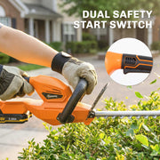 Cordless Hedge Trimmer for Easy Garden Maintenance with Rechargeable Battery Orange AOSOM