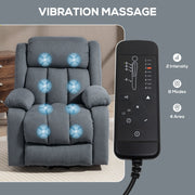 Electric Recliner Massage Chair with Lift Assist and Footrest for Elderly Support Grey