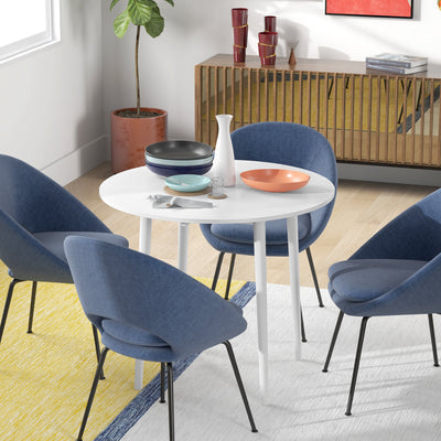 Folding Round Dining Table for 4 with Drop Leaf Space Saving Design for Small Kitchens White