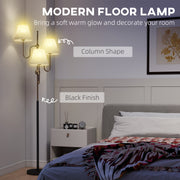 Tall 3 Light Floor Lamp With Foot Switch Ideal For Living Room Or Office Use, Grey