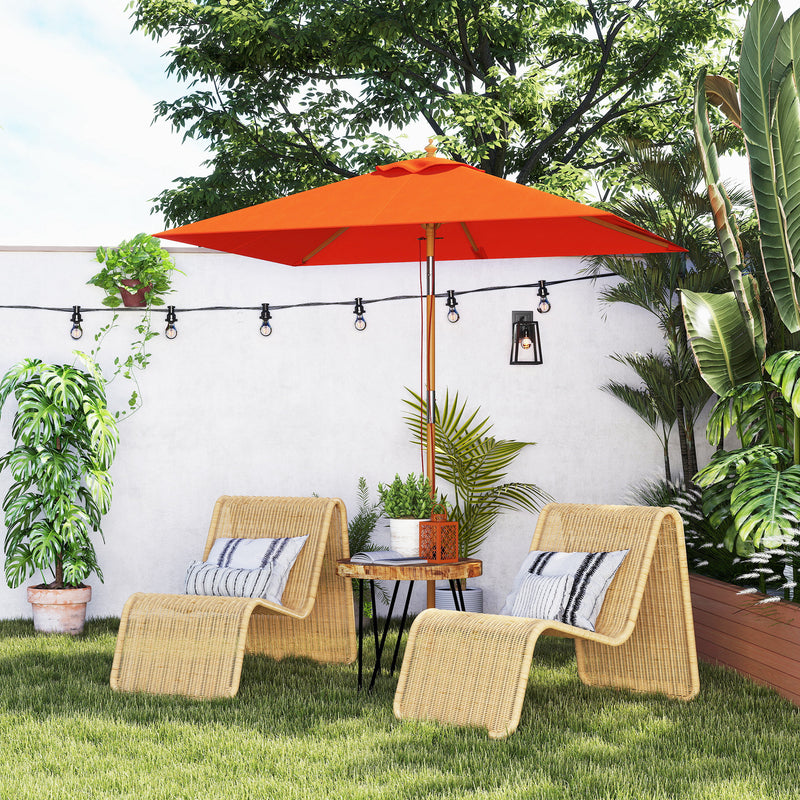 Orange Wooden Garden Parasol with Crank Handle for Outdoor Shade by Outsunny
