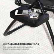 Black Zero Gravity Reclining Outdoor Chair with Shade Cup Holder and Cushion by Outsunny