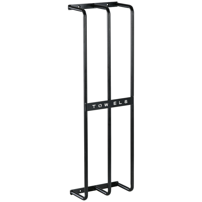 Wall Mounted Metal Towel Rack With Six Rails For Bathroom Storage, Black AOSOM