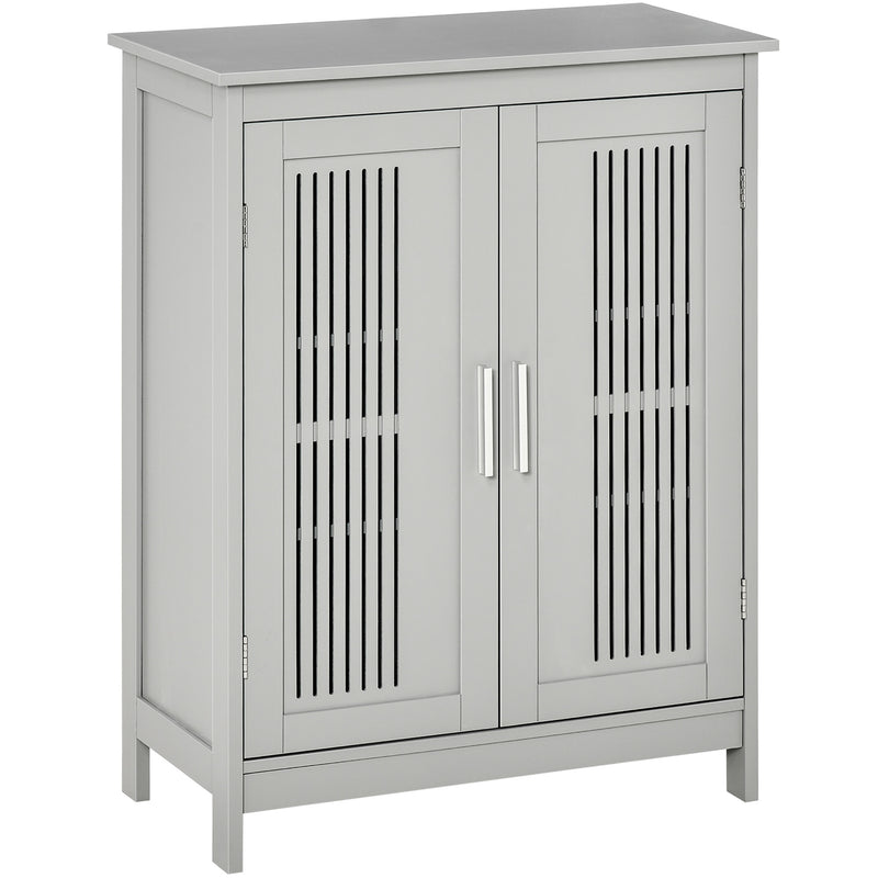 Modern Freestanding Bathroom Storage Cabinet With Shelves And Cupboard, Grey