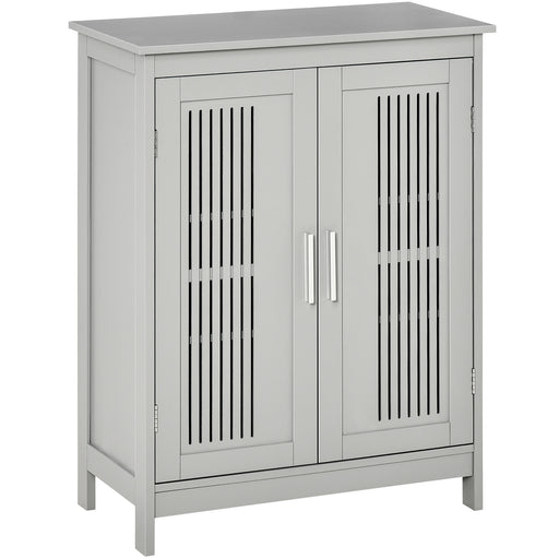 Modern Freestanding Bathroom Storage Cabinet With Shelves And Cupboard, Grey