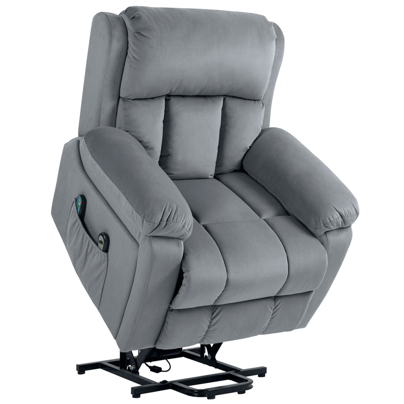 Electric Reclining Lift Chair with Eight Point Massage and Remote Control for Elderly Grey