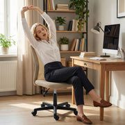Compact Mesh Office Chair for Small Home Offices with Adjustable Height Beige AOSOM