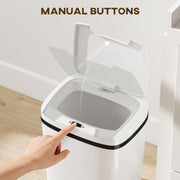 15L Touchless Sensor Bin With Automatic Lid Easy Clean For Kitchen Or Bathroom White AOSOM