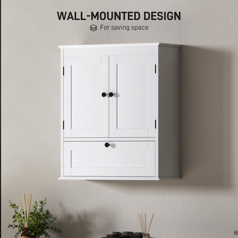 Wall Mounted Bathroom Cabinet With Adjustable Shelf For Organised Storage, White