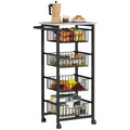 Grey Mobile Kitchen Island With Storage Baskets and Brakes by HOMCOM