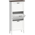 Slim Shoe Storage Cabinet for Narrow Hallways with Flip Drawers and Adjustable Shelves White Homcom