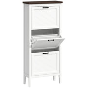 Slim Shoe Storage Cabinet for Narrow Hallways with Flip Drawers and Adjustable Shelves White Homcom
