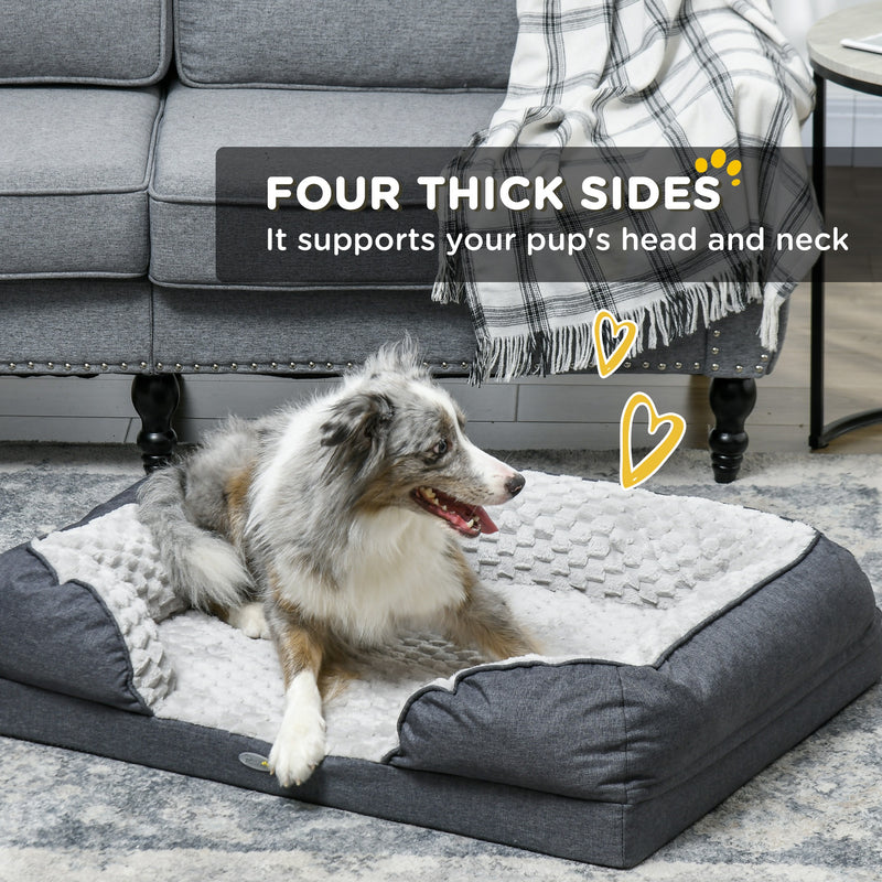 Calming Dog Bed for Medium Dogs with Removable Cover and Anti Slip Base Charcoal Grey
