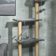 Floor to Ceiling Cat Tree Tower with Hammock and Scratching Posts for Indoor Play Grey