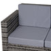 2 Seater Rattan Garden Sofa with Cushions and Armrests Mixed Grey by Outsunny