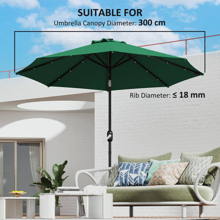 Green 3m Replacement Parasol Canopy UPF 50 Plus with Top Vent Fits 8 Rib Frames by Outsunny