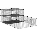 Large Metal Pet Playpen with Door for Guinea Pigs and Small Animals Indoor Use Black AOSOM