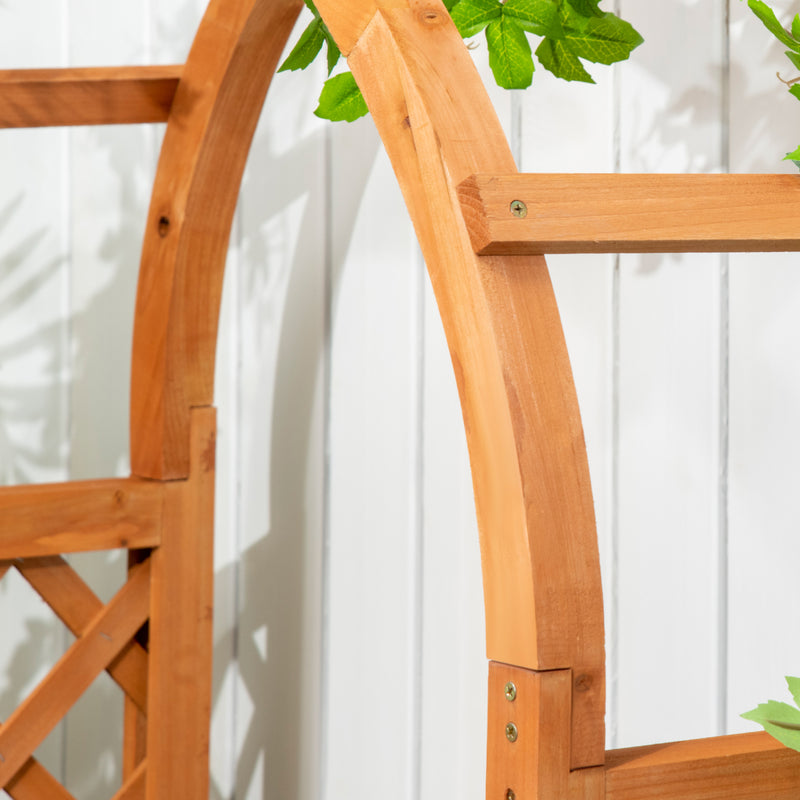 Raised Garden Bed with Trellis for Climbing Plants and Herbs Freestanding Planter Brown Outsunny