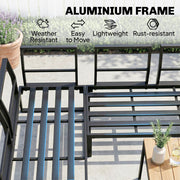 Outdoor Modular Sofa Dining Set for 8 with Cushions and Dining Table Grey and Wood Effect Outsunny
