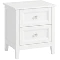 Bedside Table with 2 Drawers for Organised Bedroom Storage White Homcom