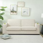 Cream White Three Seater Sofa with Spring Cushions Modern Design for Living Room Comfort by HOMCOM