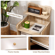 White Wood Effect Bedside Table with Multi Storage Shelves by HOMCOM