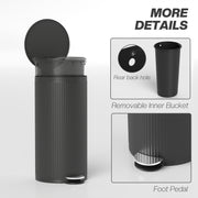 30L Pedal Kitchen Bin with Soft Close Lid and Removable Inner Bucket for Home Use Black