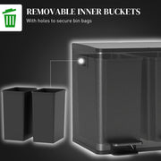 30L Dual Compartment Recycling Bin With Deodoriser Holders For Kitchen Use Black