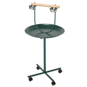 Green Bird Perch Stand with Wheels and Feeding Bowls for Small and Medium Birds by PawHut