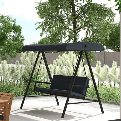 Dark Grey Three Seater Garden Swing Chair with Adjustable Canopy by Outsunny