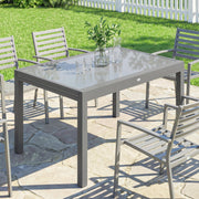 Extendable Garden Dining Table for 6 to 10 People with Easy Clean Glass Top Grey Outsunny