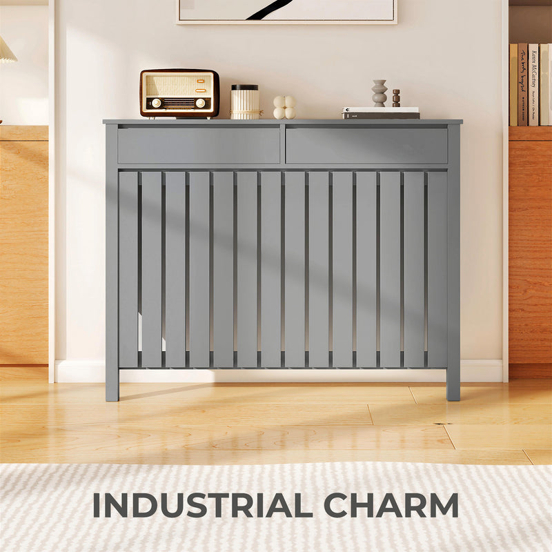 Radiator Cover with Storage Drawers for Safe Heating and Tidy Hallways or Lounges Grey Homcom