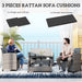 Black Garden Seat Cushion Pads Set of 3 for Rattan Furniture by Outsunny