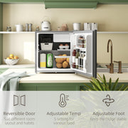 46 Litre Lockable Countertop Fridge Grey Compact Mini Cooler by HOMCOM