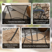 Black 60cm Square Garden Bistro Table with Metal Mesh Top by Outsunny