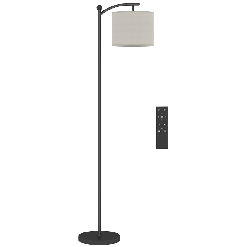 Black LED Floor Lamp With Stepless Dimming Magnetic Remote And Timer For Reading Rooms AOSOM