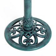 Garden Bird Bath Feeder Stand with Scallop Design and Vintage Finish for Outdoors, Green