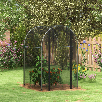 Steel Garden Fruit Cage with Zipped Door for Plant Protection 1.2 x 1.2 x 1.9m Black AOSOM