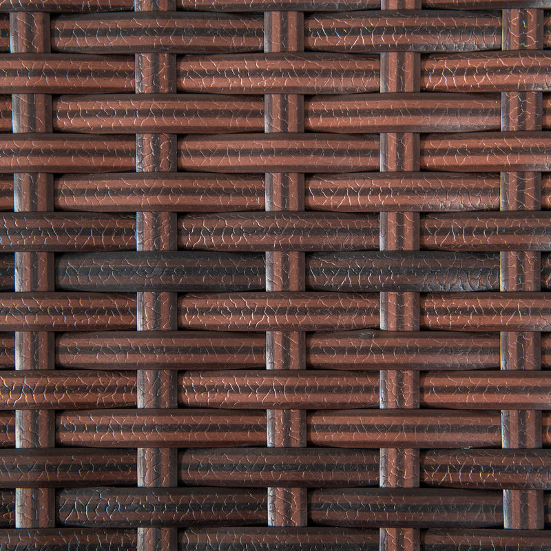 Brown Square Rattan Garden Side Table With Plastic Top For Patio Balcony Or Outdoor Use