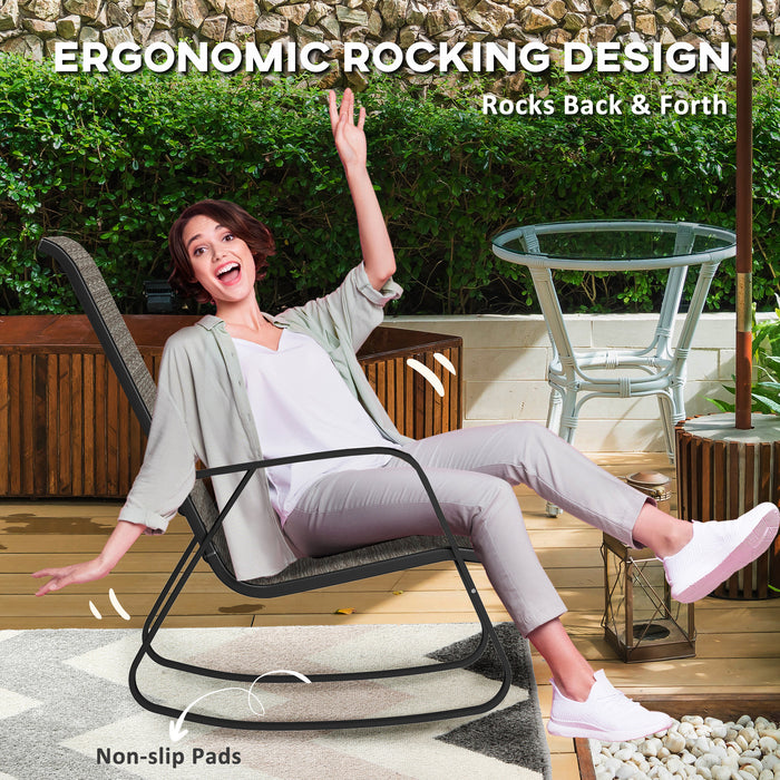 Set of 2 Garden Rocking Chairs with High Back and Armrests for Patio or Balcony by Outsunny