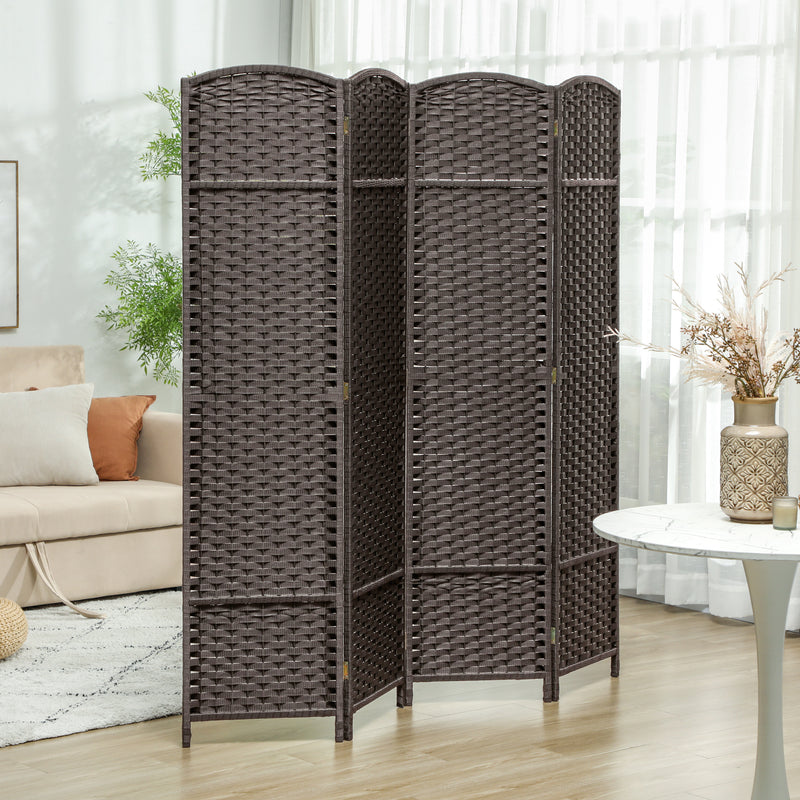 4 Panel Folding Room Divider Freestanding Privacy Screen For Home Or Office, Brown