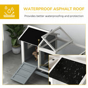 Wooden Rabbit Hutch With Removable Tray and Wheels Ideal for Guinea Pigs Grey