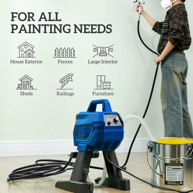 Electric Airless Paint Sprayer for Indoor and Outdoor DIY Painting Projects 7.5m Hose Dark Blue AOSOM