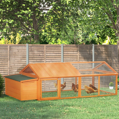 Wooden Chicken Coop with Nesting Box and Openable Roof for Up to 8 Hens Natural Wood