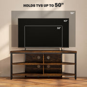Industrial Corner TV Unit Black and Brown Wood Effect for Living Room by HOMCOM